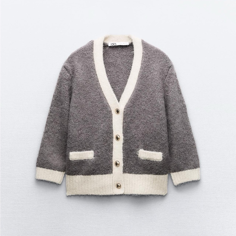 Cropped Cardigan (grey/beige)